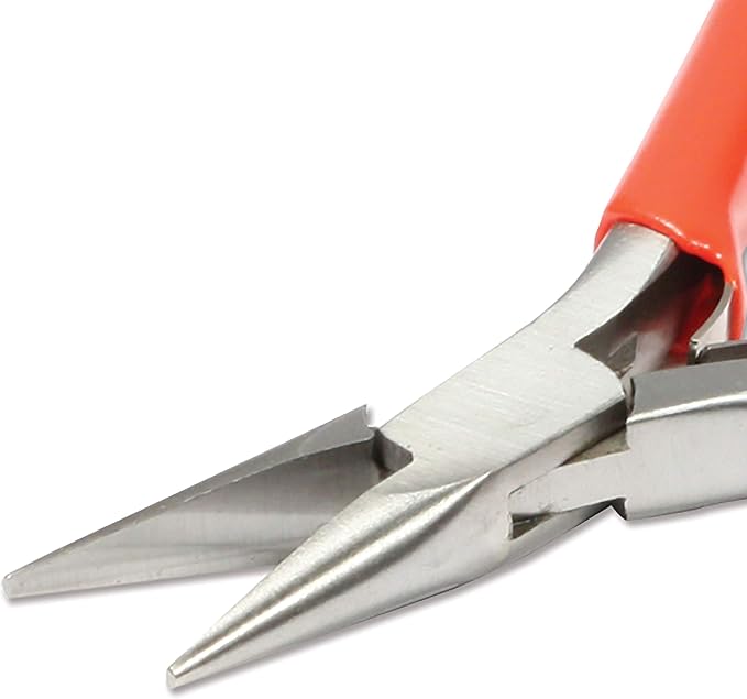 The Beadsmith Platinum Series German Chain Nose Pliers, 4.75 inches (120mm) with Polished Steel Head, red PVC Comfort Grip Handle with Double-Leaf Spring, Tool for Jewelry Making