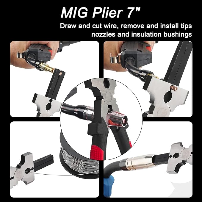 VASTOOLS Welding Accessories,Welding Chipping Hammer, Leather Welding Gloves 13.5",6-in-1 Welpers Pliers 7",Wire Brush 11",for Welder