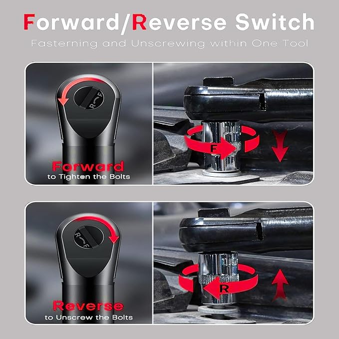 3/8" Cordless Electric Ratchet Wrench Set, 12V Power Ratchet Tool Kit With 2 Packs 2000 mAh Battery And Charger, 45 FT-LBS Battery Powered Wrench with Infinitely Variable Speeds