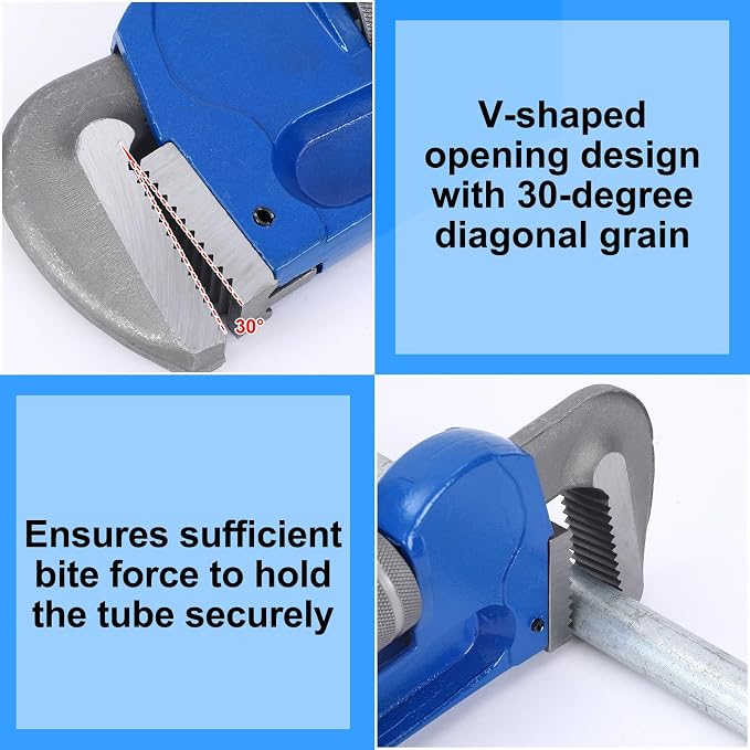 Gisafai 36" Straight Heavy Duty Pipe Wrench Set Plumber Adjustable Water Alloy Steel Grip Plumber's Wrench Plumbing Tools, Blue