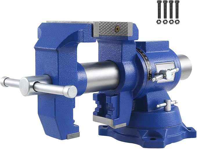 FATO 5” 360° Ductile Iron Bench Vise, 8800LB Force Blue