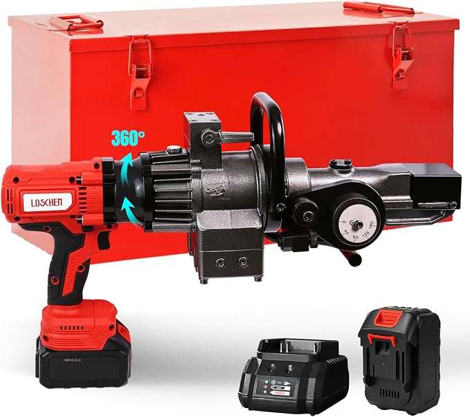 LOSCHEN Cordless Rebar Cutter and Bender,Portable Handheld Rebar Cutting and Bending Saw,Electric Hydraulic Rebar Cutter Bender,Cutting and Bending up to 5/8" #5 (16mm) Rebar (Li-ion Battery Version)