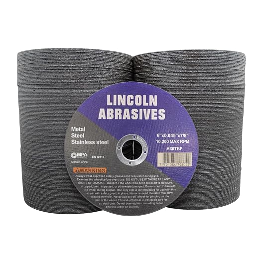 400 Pack 6" Cut-Off Wheels Lincoln Abrasives .045" Metal & Stainless Steel