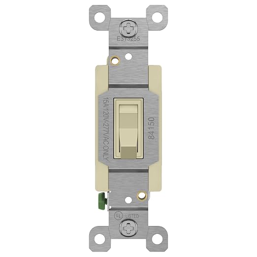 ENERLITES 4-Way Toggle Light Switch, Four Way, Side Wiring, Copper Wire Only, Grounding Screw, Residential Grade, 15A 125VAC 60Hz,UL Listed, 84150-I, Ivory