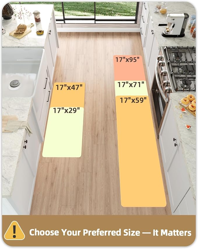 Color&Geometry Anti Fatigue Cushioned Checkered Designed Kitchen Mats Set, Easy Clean, Waterproof & Oil Proof Kitchen Floor Mat, Anti Slip Runner for Front Sink Comfort Standing,17x29+17x59,Blue