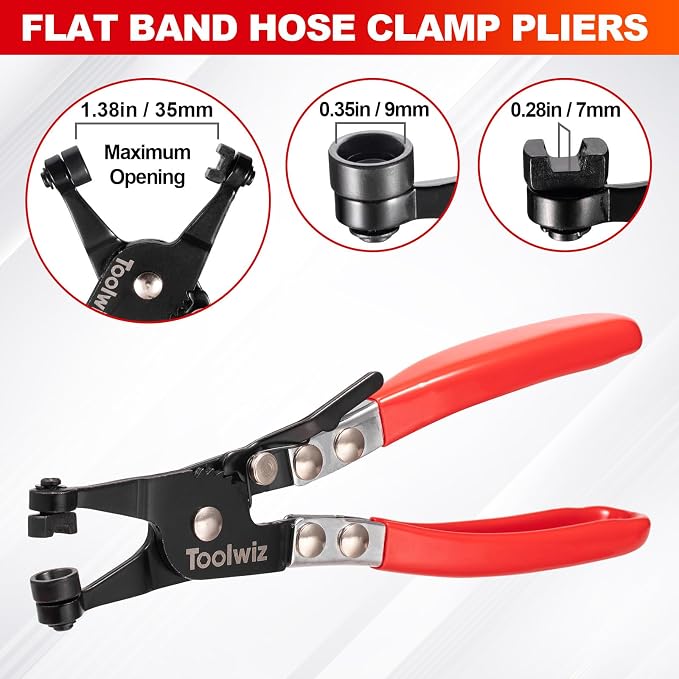 Toolwiz 6 pcs Fuel Line Pliers Set, Hose Clamp Plier, Panel Removal Tool, Hose Removal Plier, 30 Degree Push Pin Pliers, 2 pc 9" Electrical Disconnect Tool for Automotive Repair with Storage Bag