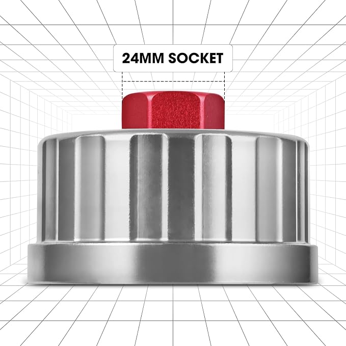 DNA MOTORING Oil Filter Wrench 64.3mm 14 Flute Filter Cap Socket Remover Tool Compatible with Toyota Lexus Scion, Precision CNC Machined Aluminum, TOOLS-00540
