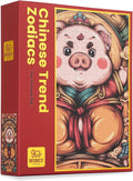 Jigsaw Puzzles for Adults 1000 Pieces, Chinese Zodiac Animals Genuine, Generous, Joyful Pig Jig Saw Puzzle Gifts for People Born in 1971, 1983, 1995, 2007, 2019, 31.5 * 17.72 Inch