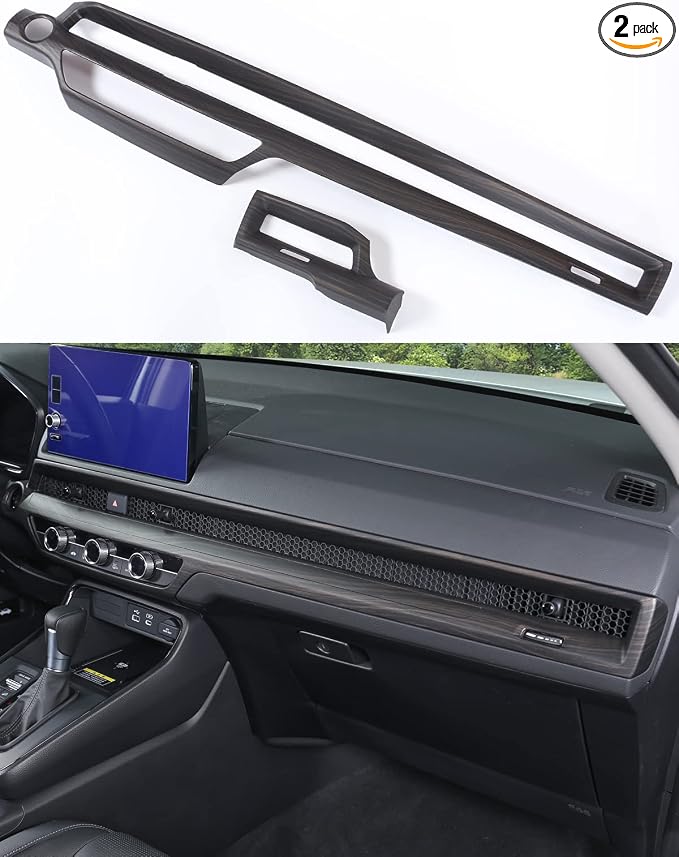 For Honda CRV 2023 2024 2025 2026 Center Console Dashboard Trims, Low-Key Luxurious Wood Grain Interior Front Air Vent Frame Cover Molding for CR-V LX, EX, EX-L, Sport Hybrid, Sport Touring- Wood
