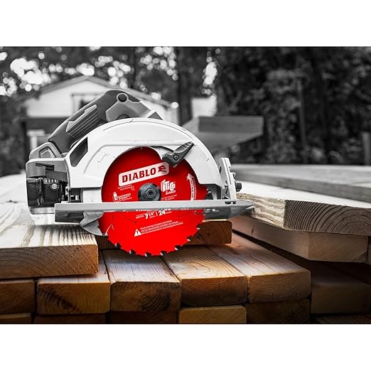 Diablo Framing Saw Blade for Wood - 7-1/4" x 24-Tooth, Thin Kerf, Anti-Vibration, Long Life for Framing & Pressure-Treated Wood, Tracking Point Tooth Design - D0724A