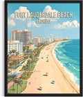 Fort Lauderdale Beach Florida Unframed Wall Art Print Poster, US Vintage Retro Beach Scenery Posters Prints for Restroom Home Picture Painting Artwork Gallery 219 (Fort Lauderdale Beach Florida, 24"L x 18"W, Unframed)