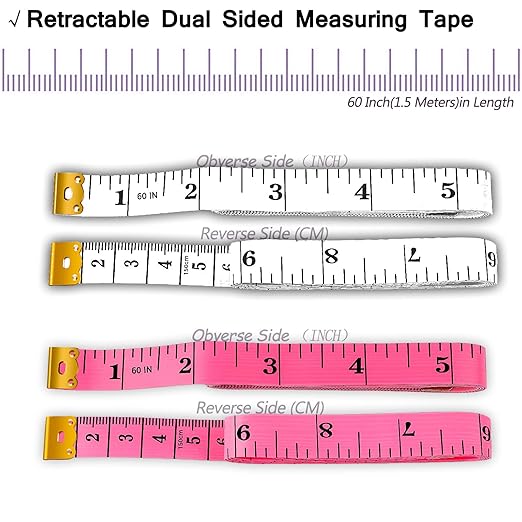 Tape Measure, 4 Pack Measuring Tape for Body Cloth Measurement Tape for Sewing Tailor Fabric Measurements Double Scale Soft Pink & White Tape Measure Retractable Measuring Tape Set