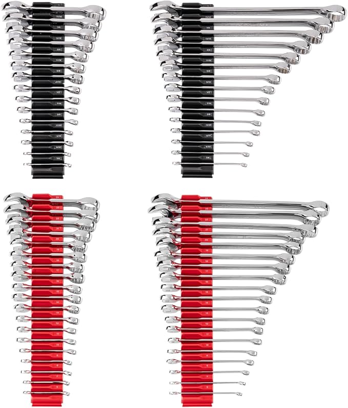 TEKTON Stubby and Standard Combination Wrench Set, 68-Piece | WCB95910 | (1/4 - 1 in., 6 - 24 mm), Modular Organizers, Chrome Finish