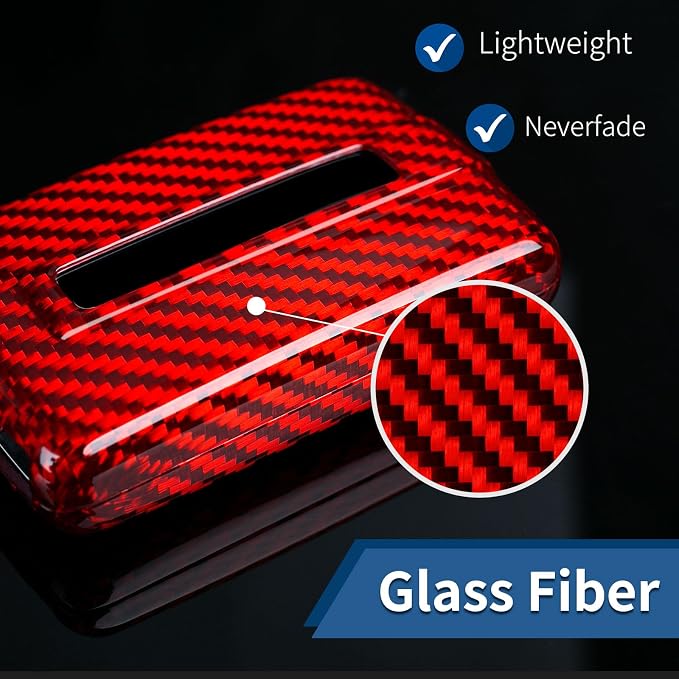 Real Glass Fiber Key Fob Cover Compatible with Jeep Grand Cherokee L | Real Glass Fiber Key Fob Protector Compatible with Jeep Wagoneer Grand Wagoneer Gladiator Smart Key Case 2020-2025(Red)