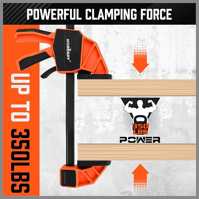HORUDSY 3-Pack 12-Inch Bar Clamps Set with Leveling Block Clamps, Heavy Duty 350LBS Load, One-Handed Quick Grip Woodworking Clamps, Expandable Spreader with Connector