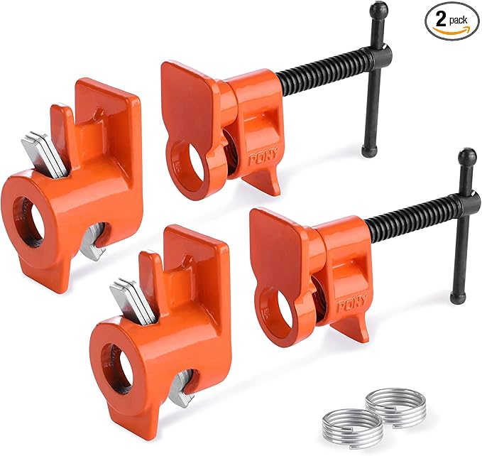 PONY ORIGINAL 2-Pack 52 Wood Gluing Pipe Clamp Fixture for 1/2 Inch Black Pipe