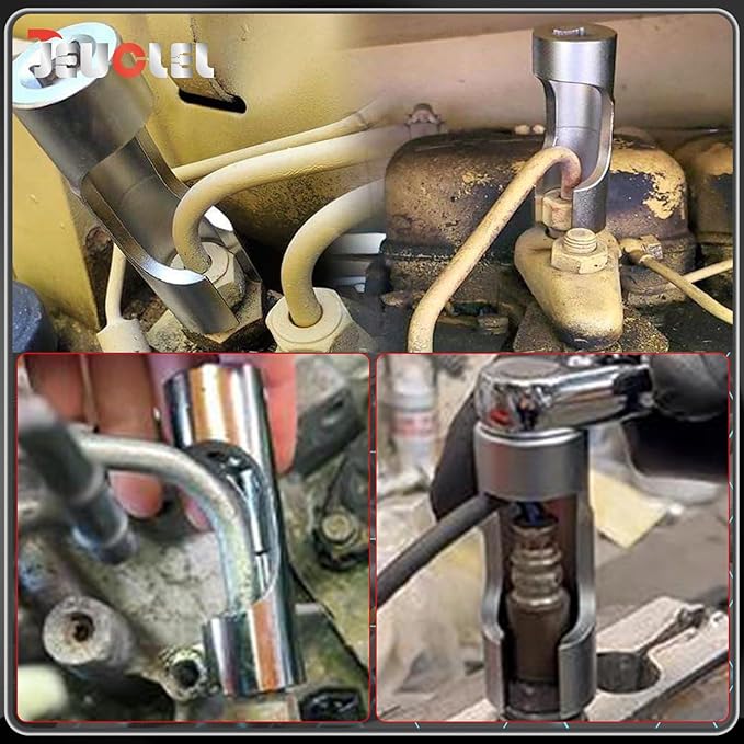 15mm 3/8" Drive Diesel Injector Fuel Line Socket, Flare Nut Wrench | Fastener Bent Pipes, Wired Temperature Sensors, EGT Sensor, Thermo Switches, ABS Tubes, Strut Nut Extractor
