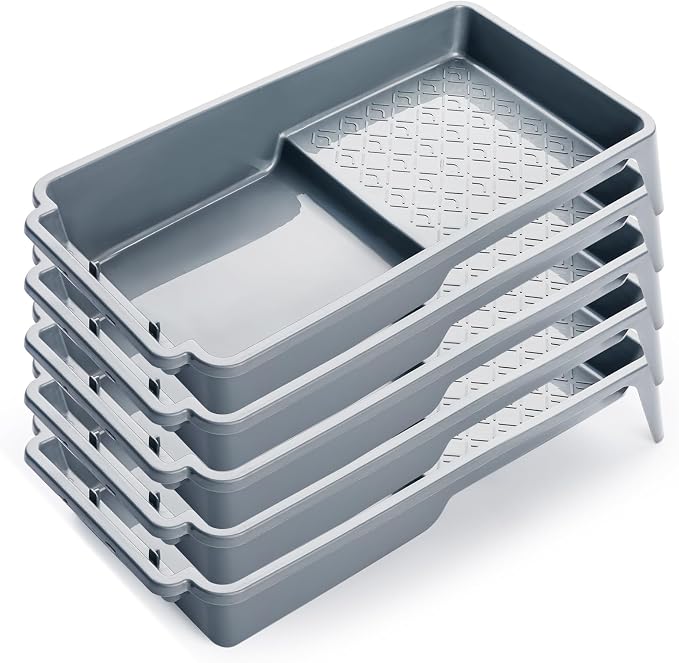 Mister Rui Paint Tray 4 Inch, 5 Pack, Plastic Paint Tray, Textured Paint Roller Tray, Small Paint Trays for Painting