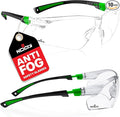 NoCry Clear Safety Glasses for Men and Women with Anti-Fog and Scratch Resistant Wrap Around Lenses, Adjustable Temples and Nose Pads — ANSI Z87 Certified Protective Eyewear with 100% UV Shielding