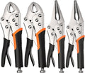 4-Pack Locking Pliers,Vice Grips Pliers Set 2PCS 10"Curved Jaw,2PCS 9-1/2" Needle Nose Vise Grips for welding,Metal Bending,Woodworking,Ergonomic Handle