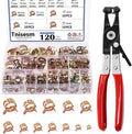 Tnisesm 121Pcs 6-22mm Spring Hose Clamp Assortment Kits with Swivel Flat Band Fuel Hose Clamp Plier, Silicone Vacuum Hose Action Pipe Clamp Low Pressure Air Clip Clamp for Hose Clamps