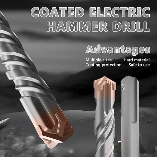 SDS Plus Rotary Hammer Drill Bit, 1-1/2"×24"（38mm×600mm） - 4 Carbide Cutting Edges & Coated Head | Heavy-Duty for Masonry, Concrete, Natural Stone, Brick Walls