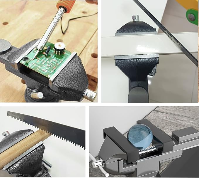 2-in-1 Dual-Purpose Combined Bench Vise or Table Vise, With end-point locking device, Portable Universal Rotate 360° Work Clamp-On Vise, 3.0" Black