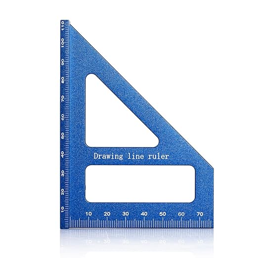 3D Multi-Angle Measuring Tool,45/90 Degree Aluminum Alloy Woodworking Square Protractor, Drawing Line Ruler, Miter Triangle Ruler Layout Measuring Tool for Woodworking (Metric-Blue)