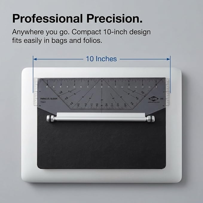 Alvin, Professional Parallel Gilders, Premium Rolling Ruler, Drafting and Architecture Tool for Students, Hobbyists, and Professionals - 10 Inches