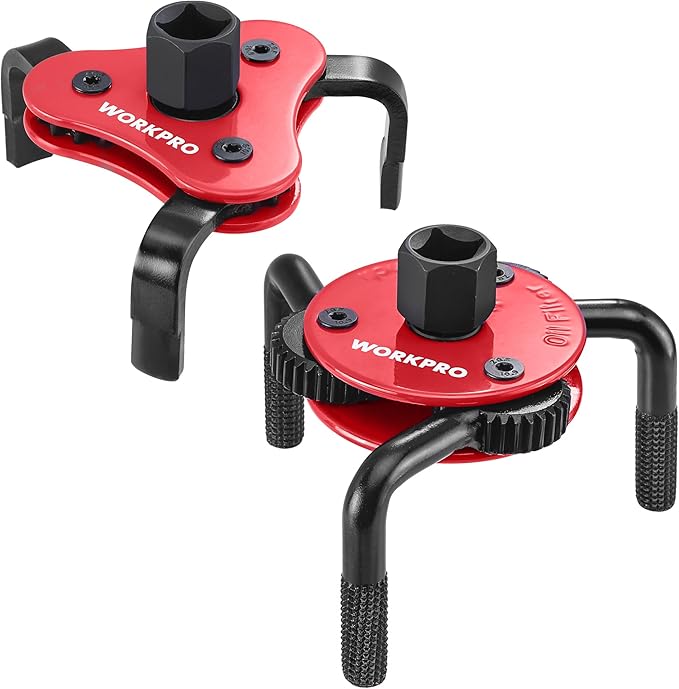 WORKPRO Universal Oil Filter Wrench Adjustable (68-130mm), Oil Filter Removal Tool, Oil Filter Change Set, Ideal for Engine Filters, Conduit, & Fittings