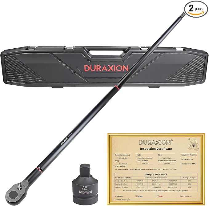 1-Inch Drive Torque Wrench 200-1500ft.lb/271.16-2033.73Nm, ±3% Precision Dual Direction Torque Wrenches with 24-Tooth Dual Range Scales with Ft.Lbs and N.m