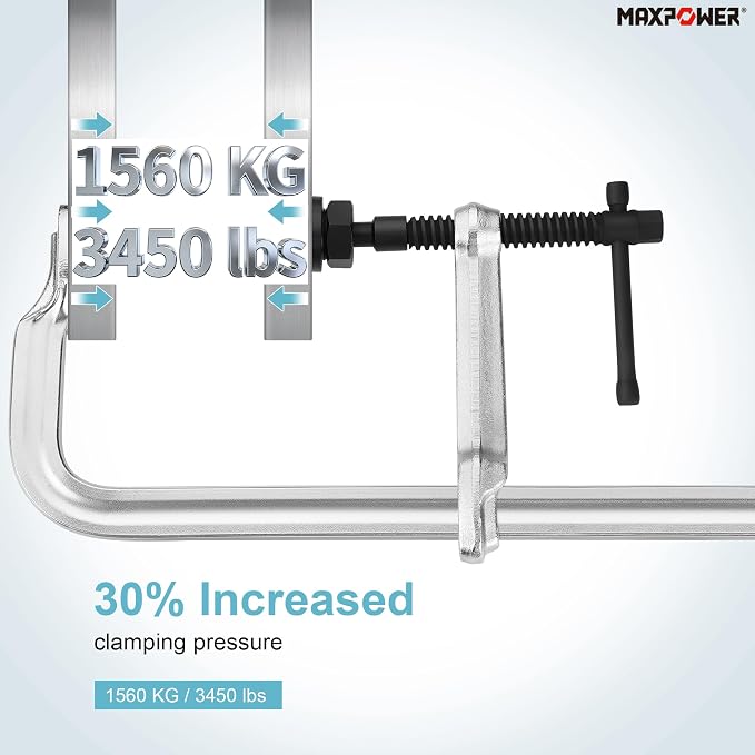 MAXPOWER 24 inch F Clamp, 5-1/2 inch Throat Depth, Removable Swivel Pad, Max Jaw Opening 24-inch Heavy Duty Clamps for Welding