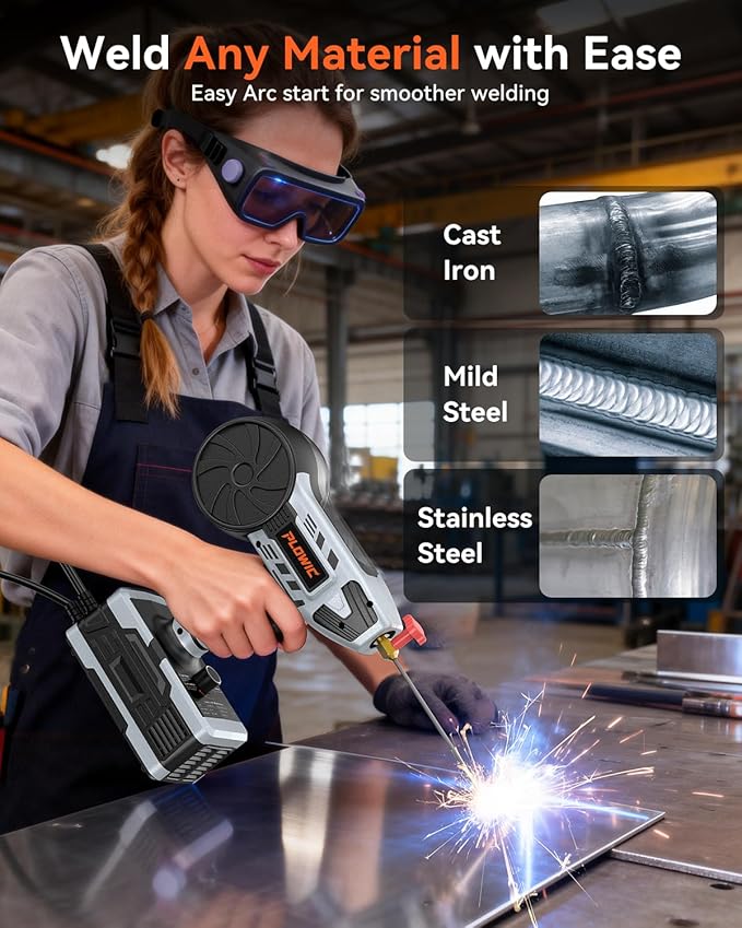 2 in 1 MIG and Stick Welder: 250A Handheld Portable Welding Machine, 110V Gasless Flux Core Wire Feed Welder & MMA ARC Welder Gun, 3.97lb w/LCD Display, for .032"/.040" Wire and 3/32"-1/8" Rod