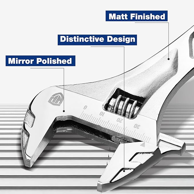 WORKPRO Adjustable Wrench, 10-inch Heavy Duty Spanner with Inch/Metric Scale, Premium Cr-V Steel, Chrome Plated