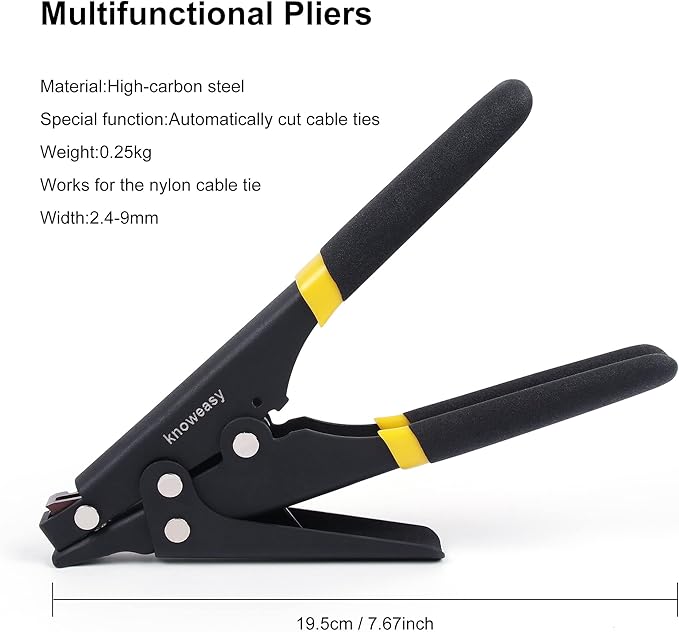 Cable Tie Gun,Knoweasy Zip Tie Tool and Tensioning and Cutting Tool for Plastic or Nylon Cable Tie