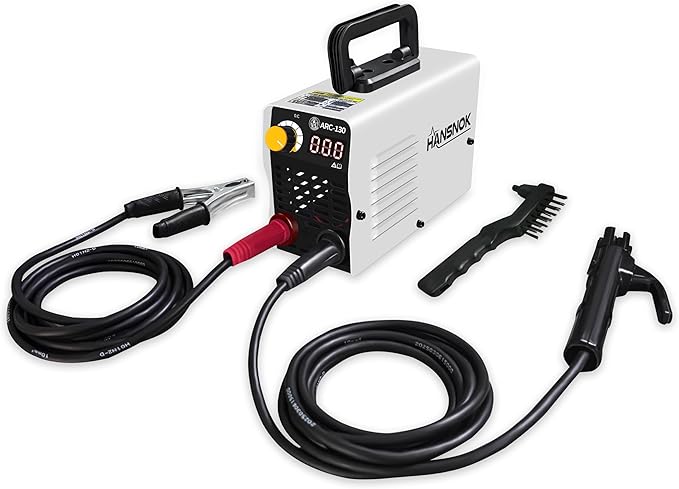 HANSNOK 130A Mini Stick Welder Super MINI Portable 110V ARC Welding Machine IGBT Inverter with Hot Start & Anti-Stick Small Welder for Beginners for 1/16"-1/8" Rod ARC Welder, 2 Chip Hammers