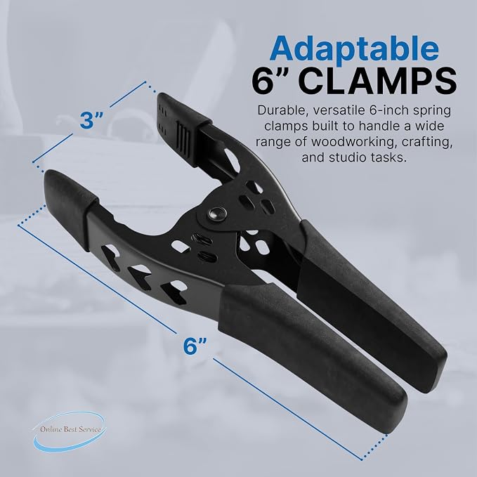 BLACK Lot of 8-6" inch Clamp Large Heavy Duty Spring Metal - 3 inch Jaw opening