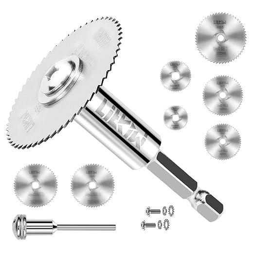7PCS Rotary Drill Saw Blades,with 1PCS 1/4" Hex Shank & 1PCS 1/8" Round Shank,HSS Saw Disc Wheel Cutting Blades for Drills Rotary Tools