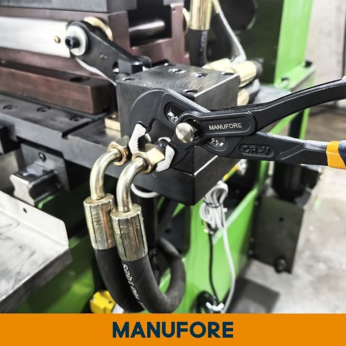 MANUFORE Water Pump Pliers, 7/10/12 Inch Tongue and Groove Pliers Set | Quick Release Design, Deep V-Jaws Teeth for Firm Grip, Comfort Grip and High Carbon Steel for Gripping Pipes, Rods, Shafts