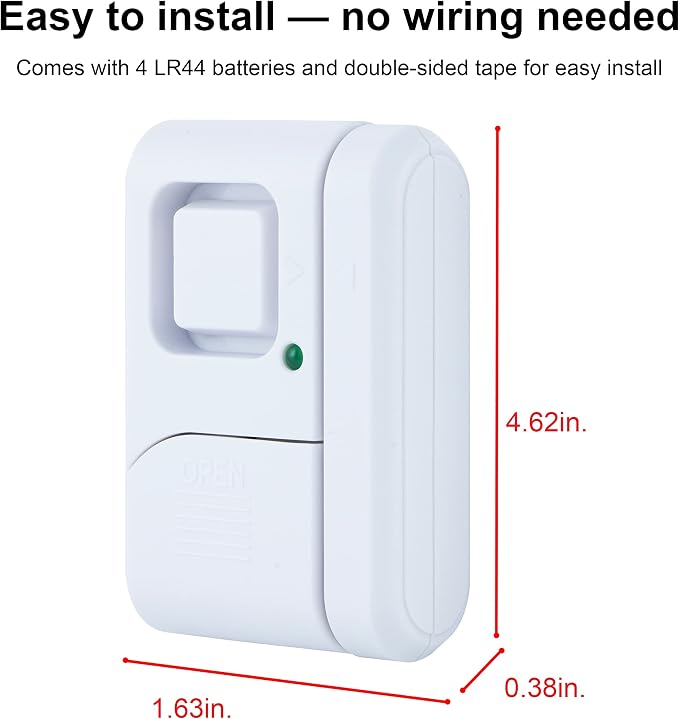 UltraPro Personal Security Window and Door Alarm, 5 Pack, DIY Protection, Burglar Alert, Wireless Chime/Alarm, Easy Installation, Home Security, Ideal for Home, Garage, Apartment , White, 45987