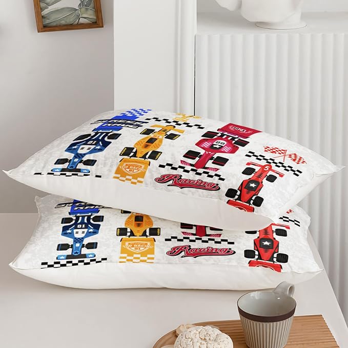 Axolotl Racing Car Comforter Set King Size,Colorful Sports Car Bedding Set for Kids Boys Teen Adult,Extreme Speed Race Bedding,Cars Theme Bedroom Decor with 1 Comforter and 2 Pillowcases