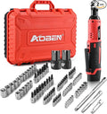 AOBEN Cordless Ratchet Wrench Kit,3/8" ratchet,40 Ft-lbs Electric Power Ratchet Set with Variable Speed Trigger,2 Packs 2000mAh Lithium-Ion Battery And Charger,83 Sockets