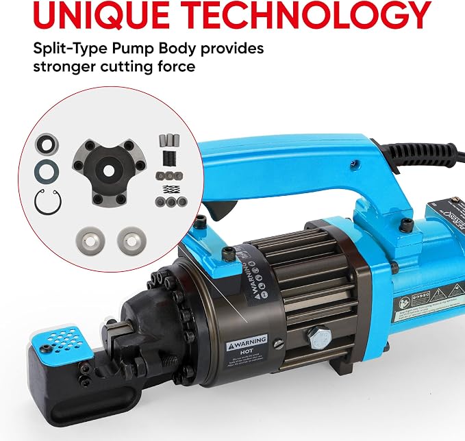 Electric Hydraulic Rebar Cutter, 1000W 120V Corded, Portable Steel Bar Cutter, 5/8" (#5) 4-16mm Capacity,Cutting Speed 1s, Lightweight 16.5 lbs, Model PC-16 (Blue-16)