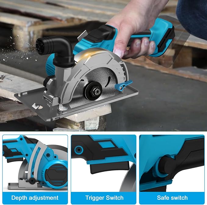 6 Inch Cordless Circular Saw for Makita 18V Battery (No Battery), 6200RPM Brushless Motor, 0-45° Cutting Bevel, 2"(90°) 1.3"(45°) Max Cutting Depth, Power Saw for Wood Plastic PVC