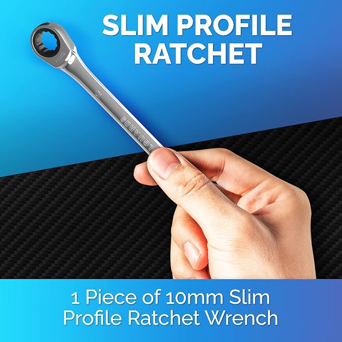 Ratcheting Wrench - Slim Profile - Ratchet Wrench, 10 mm Wrench