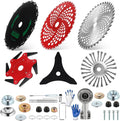 Duraaamo 7 Pcs Brush Cutter Kit Include 9" x 36T Carbide Tipped Blades, 9" x 20T, 8" x 40T, 10" x 3T, 10" x 6TBlades with Adapter Kit, 10 Inch Steel Wire Rotary Head and Trimmer Head Replacement