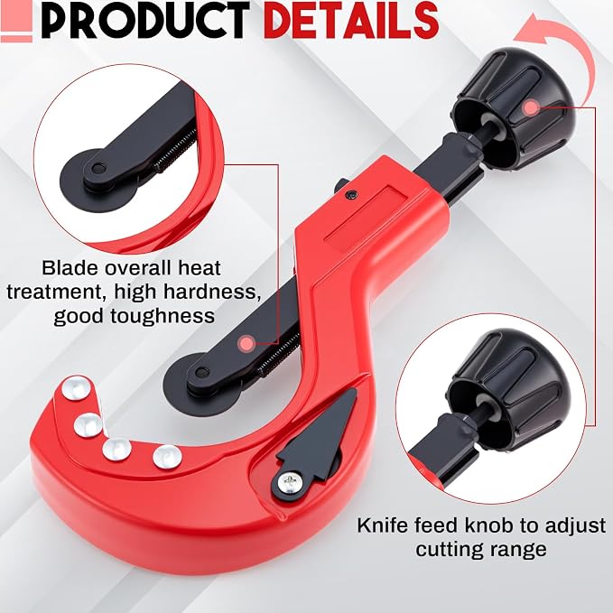 Teenyyou Heavy Duty Tubing Cutter for Plastic Pipe 1/4" to 2-5/8" Manual Aluminum Pipe Cutter Tool with Blade for Cutting Plastic PPR PE Tubes