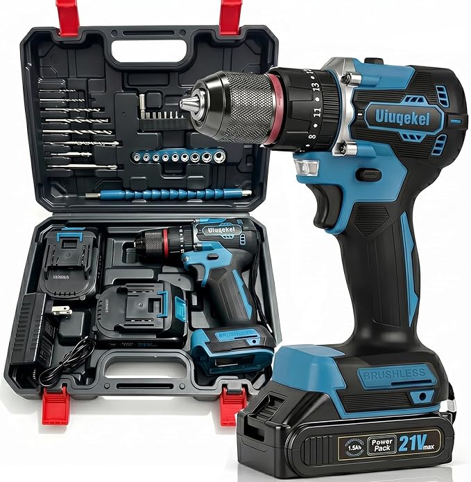 Brushless Cordless Drill Driver Kit, 575 In-Lbs Torque, 25+1 Clutch, 2-Speed Power Drill for Wood, Metal, DIY Home Repair & Furniture Assembly