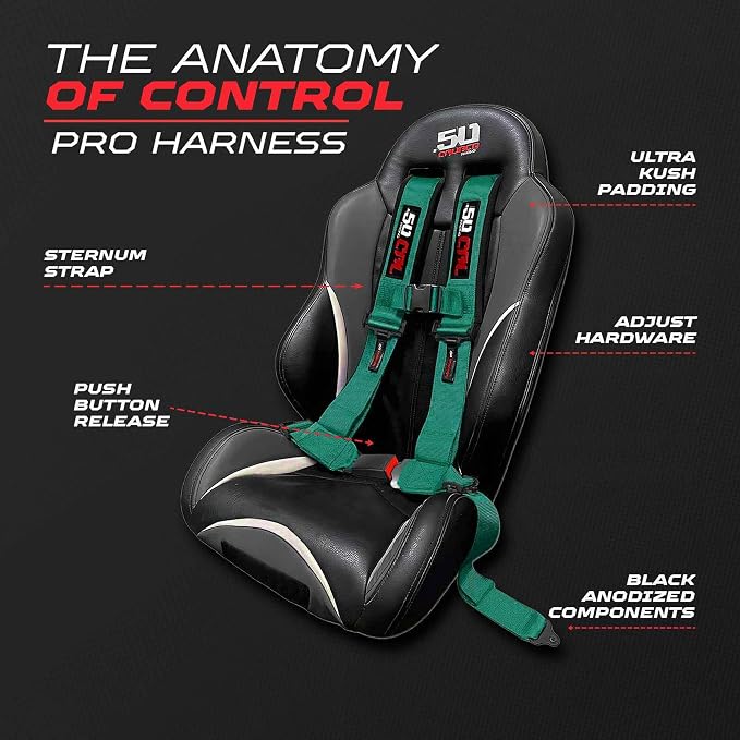 1pc 50 Cal Teal 4 Point Harness 3" Straps, Racing Harness Seat Belt | Ultra Kush padding, Push Button quick release hardware. Universal Fit for UTV, RZR, race car.