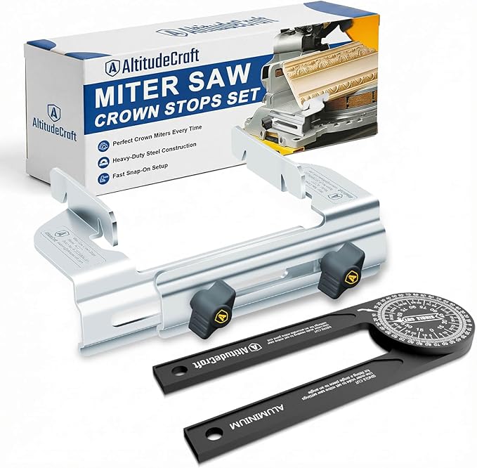 2-in-1 Crown Molding Jig & Miter Saw Protractor Set - Eliminates Math & Guarantees Stability for Precise Trim Cuts Fits DEWALT DWS780 DW718 DW716 & Other DEWALT Models